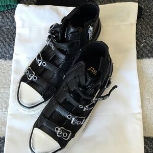 ASH Womens Rainbow Black and White High-Top Sneakers